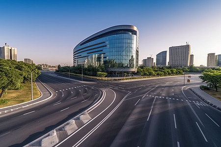 道路旁边的大楼图片