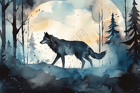 森林里的公狼图片