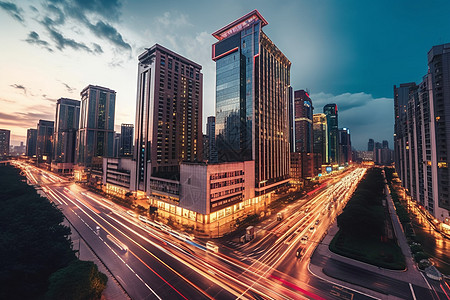 夜幕降临的都市背景图片