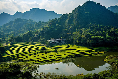 小清新风景梯田的美丽风景背景