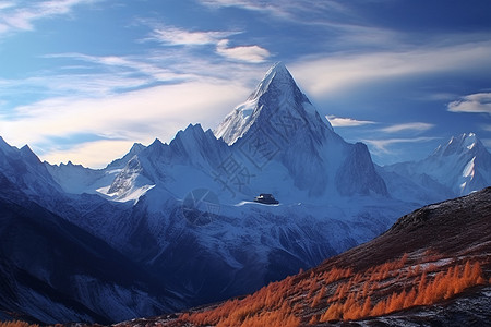 冬天的雪山山脉背景图片