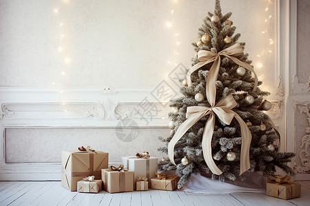 房间的圣诞节装饰和礼物图片