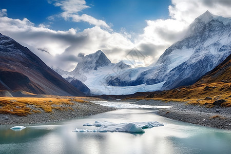 中国西部冰川风景背景图片