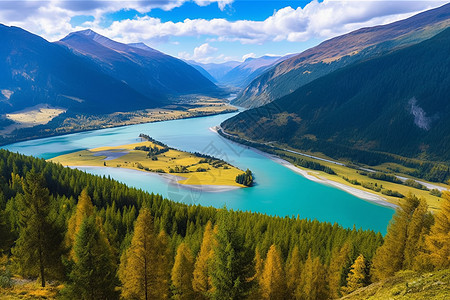 喀纳斯河喀纳斯风景区背景