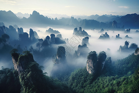 奇石群峰山脉风景背景