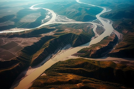 航拍黄河的风景图片