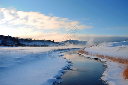 坝上雪景草原冬日风光背景