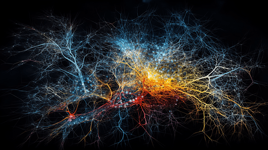 彩色的大脑神经网络高清图片