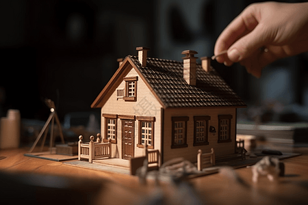 别墅模型木制的房子背景
