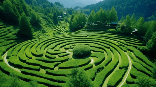 高山茶园夏季景象图片