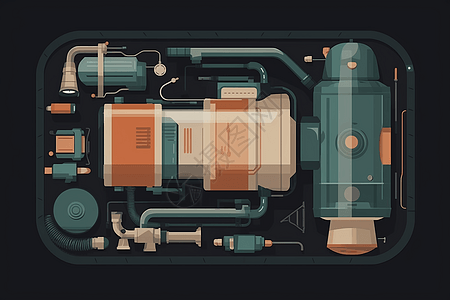 阀门车间工业的真空吸尘器构造插画