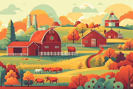 颜色鲜艳的农场图片