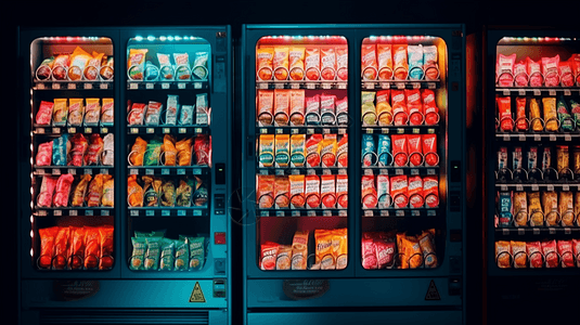 零食小吃全自动自动售货机特写镜头设计图片