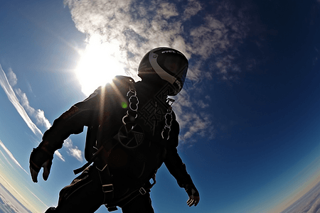 天空中飞翔的跳伞运动员背景图片