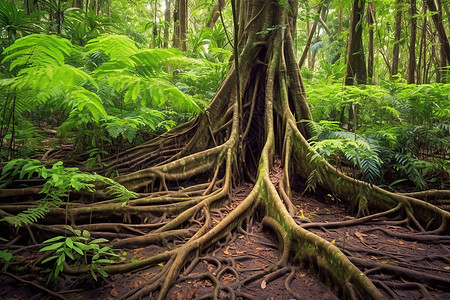 热带丛林的树根图片
