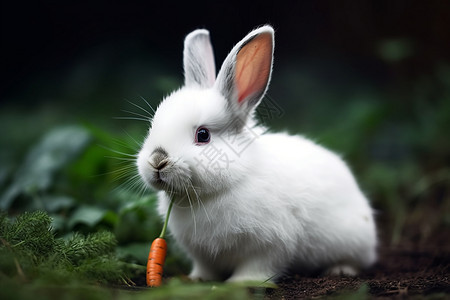 吃着胡萝卜的小白兔图片