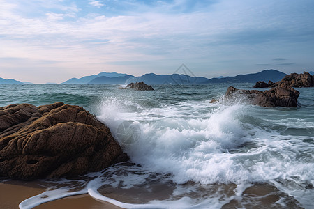 汹涌的海水图片