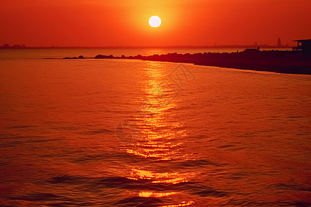 海边最美落日背景图片