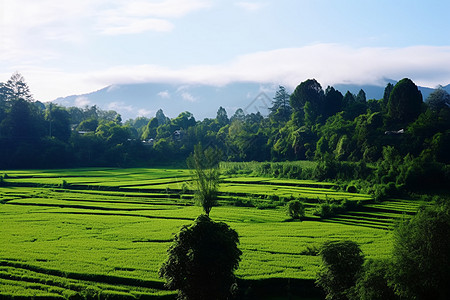 高黎贡山秀丽的农田风景背景