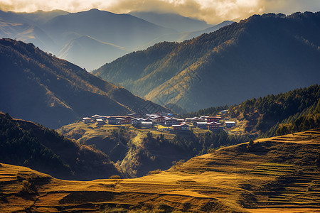 山里村庄景色图片