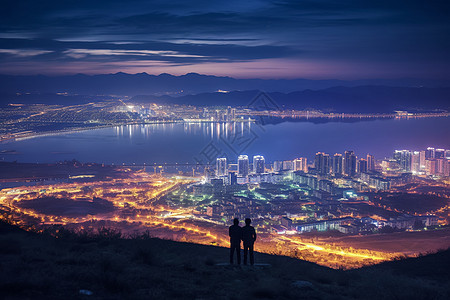 夜色下的城市背景图片