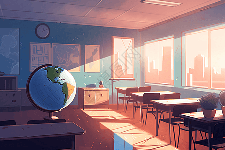 教室的一个地球仪图片
