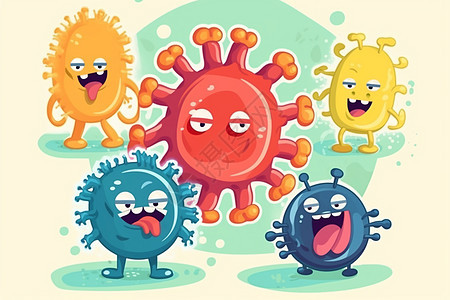 生物病毒细菌卡通插画图片