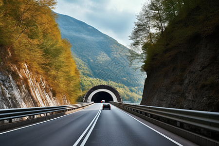 山中的公路隧道背景