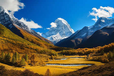 秋天的雪山山脉图片