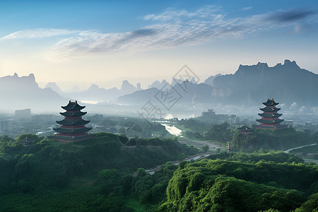 户外美丽的山脉风景图片