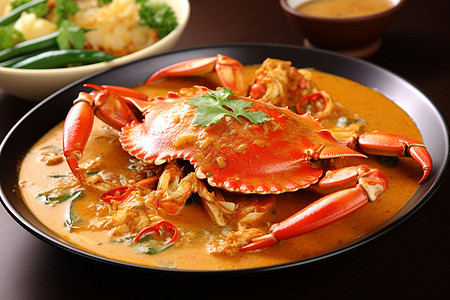 泰式咖喱蟹美味泰国菜高清图片