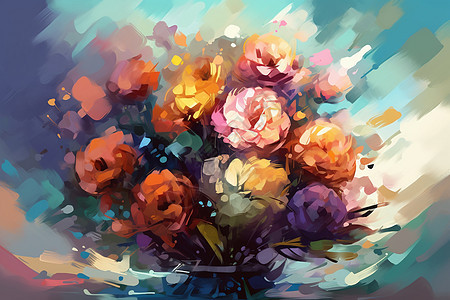 多彩花朵绘画背景图片