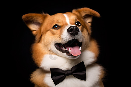 戴着可爱领结的中华田园犬图片
