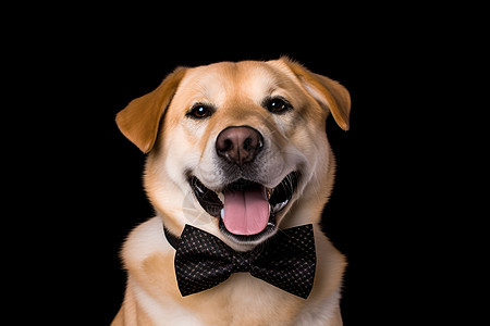 戴着可爱领结的狗子图片