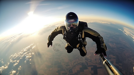 跳伞运动员脚下的地球背景图片