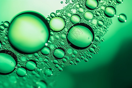 油滴气泡的绿色背景图片