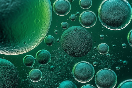 油滴气泡的绿色背景图片