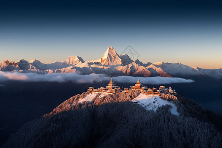 梅里雪山的自然美景背景图片