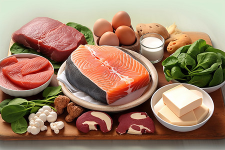 鱼肉蛋奶富含蛋白质的食物背景