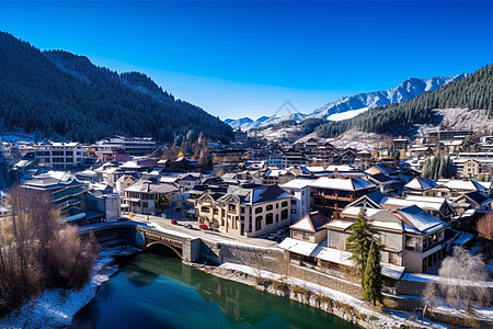 冬天的小镇背景图片