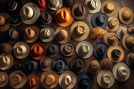一堆时髦的男士帽子图片