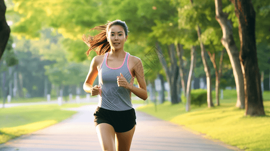 早晨跑步的年轻女人背景图片