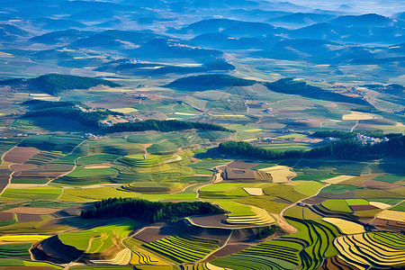 五彩稻田五彩梯田景观背景