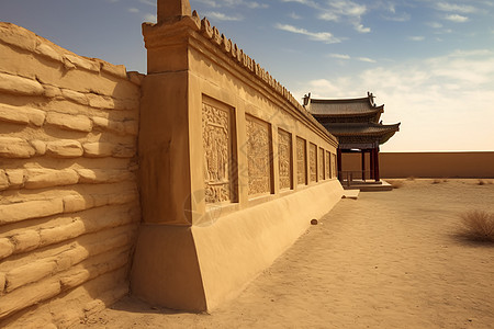 沙漠古长城建筑图片
