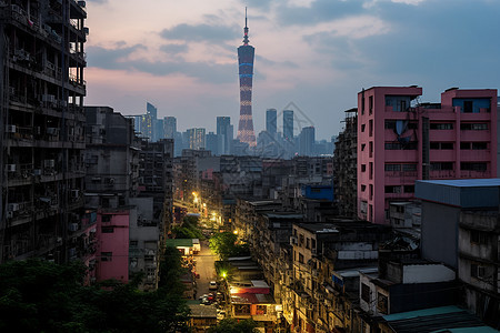 城市傍晚夜景图片