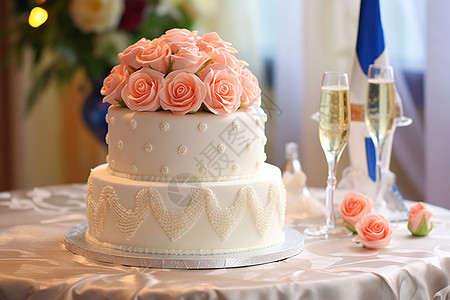 香槟蛋糕甜蜜的婚礼蛋糕背景
