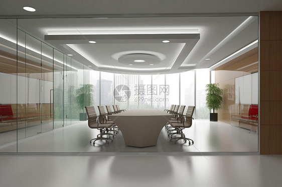 明亮简洁大型会议室图片