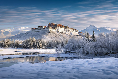 宫殿被雪覆盖高清图片