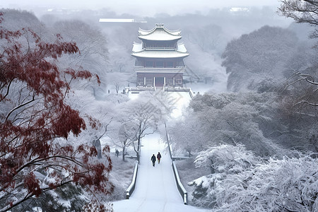 冬季白雪覆盖的寺庙图片