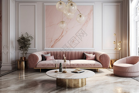 高端豪华柔软的粉红色休息室图片
